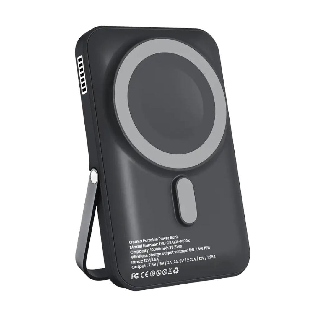 Levelo Osaka Portable 10000mAh Power Bank, Dark Grey