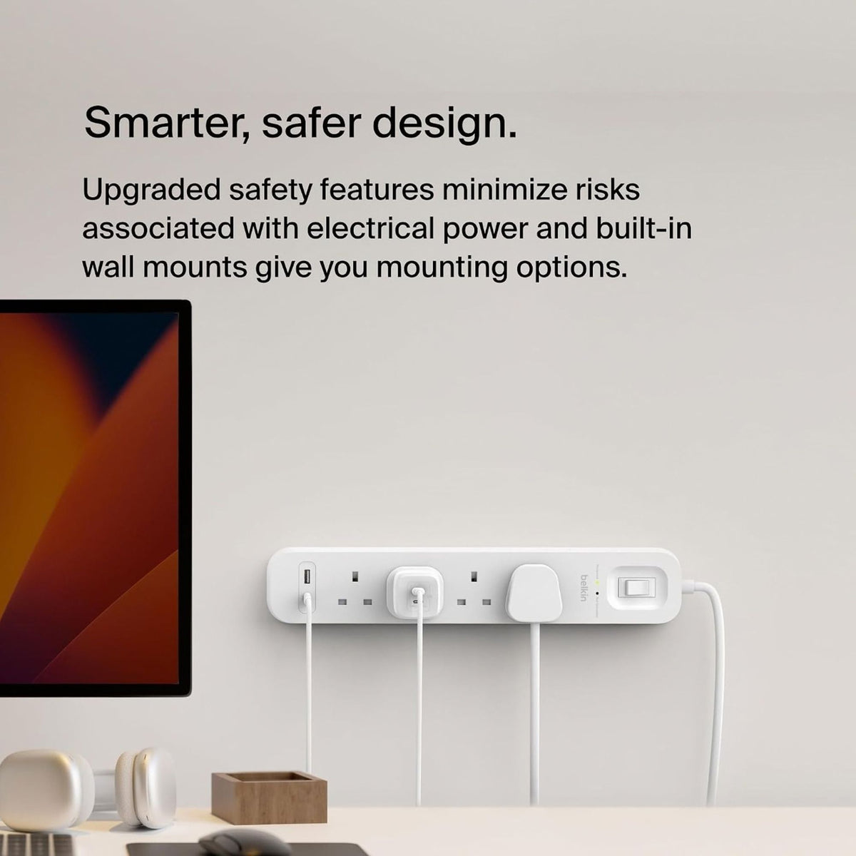 Belkin Outlet Surge Protector, 18W USB-C, USB-A, 2M Cord