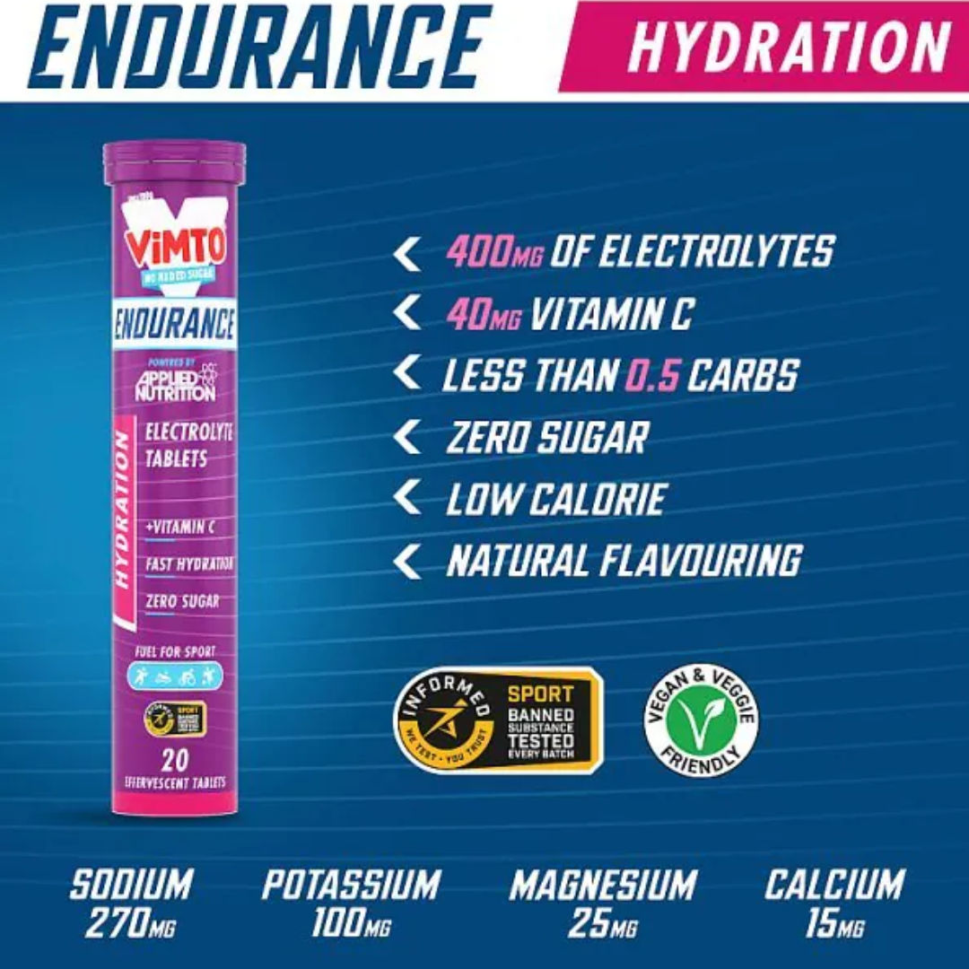 Applied Nutrition Endurance Hydration Vimto Flavor Tablets, 20 Tablets