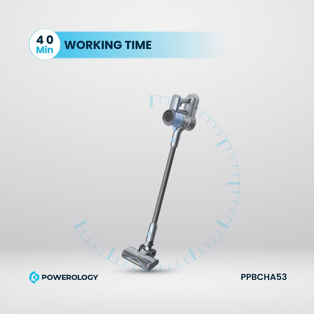 Powerology Cordless Stick Vacuum Cleaner with Detachable Battery, Dark Gray