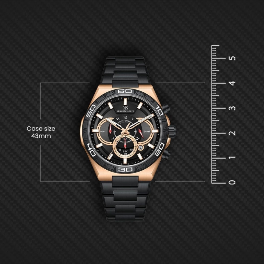 KENNETH SCOTT Men's Chronograph Black Dial Watch, K26101-KBBB Series
