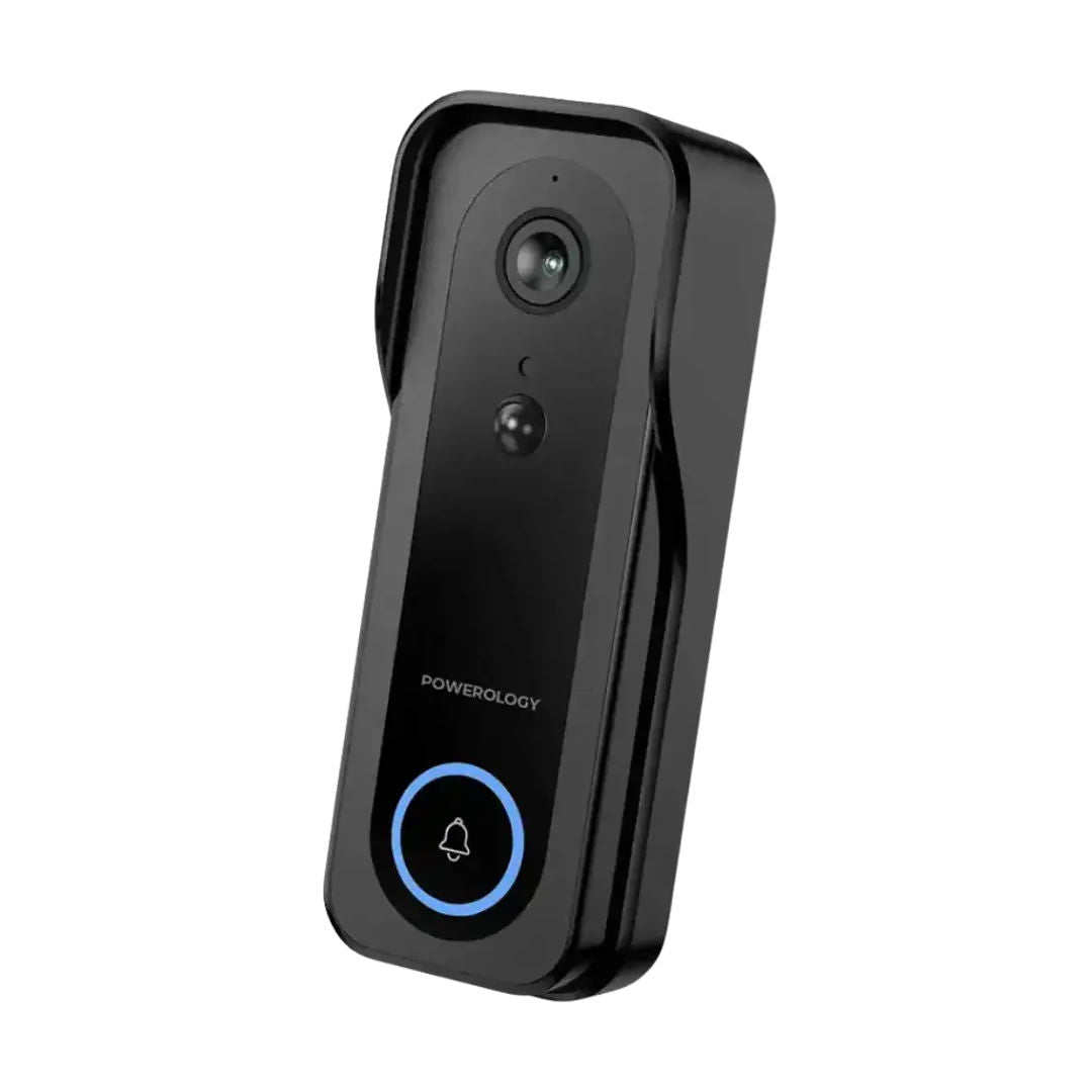 Powerology Smart Doorbell Camera, 3MP, IP65, Black
