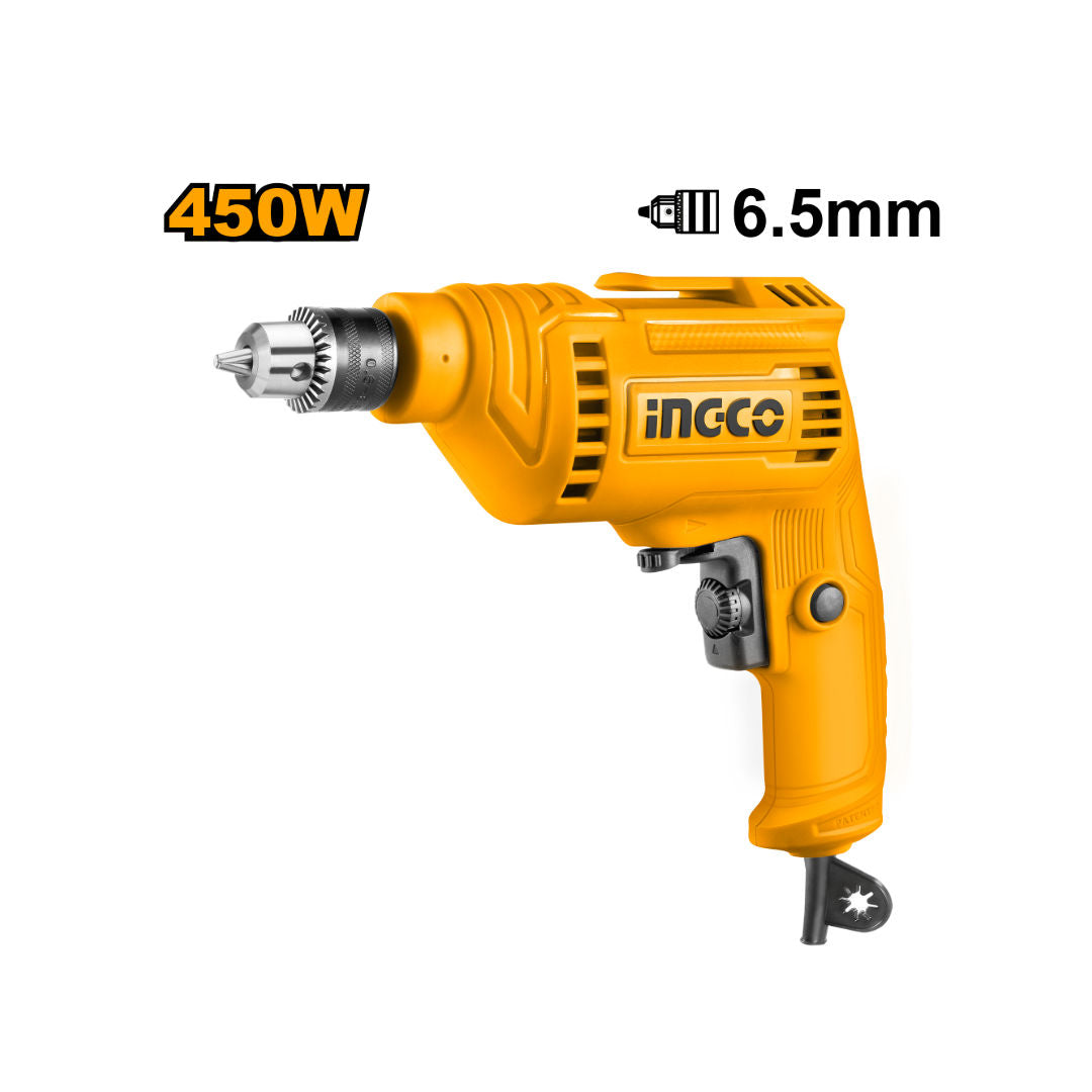 INGCO Electric Drill 450W, Variable Speed & Reversible, 6.5mm Capacity