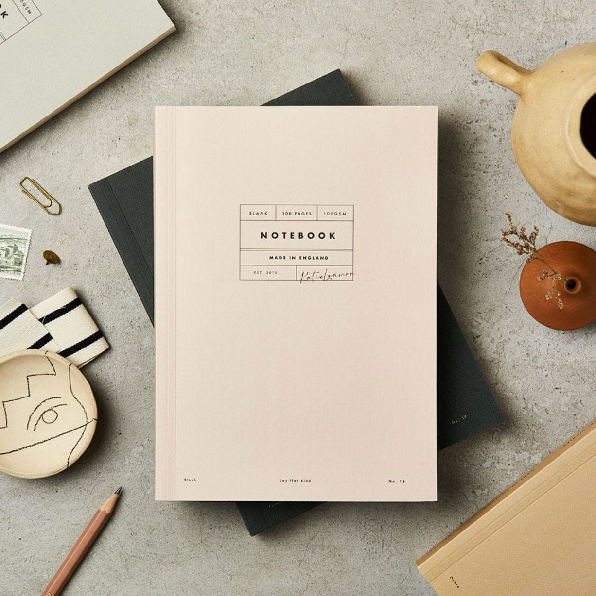 Katie Leamon Blush Lay Flat Notebook and Black Pencil Set