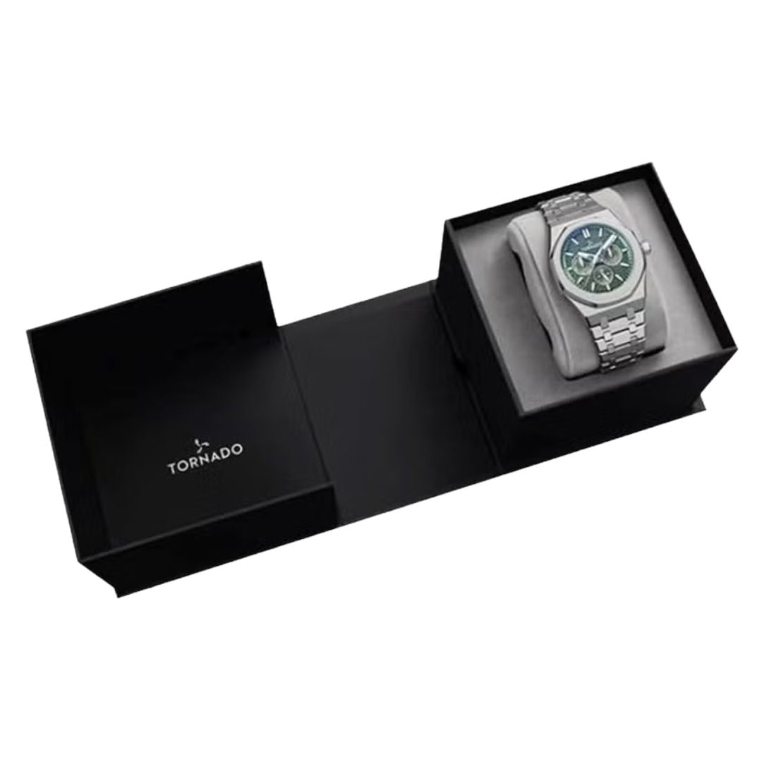 TORNADO Aurora Nova Men's Multi Function Stainless Steel Green Dial Watch