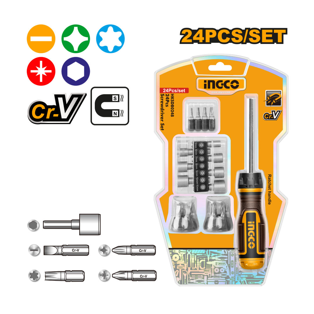 INGCO 24-Pieces Screwdriver Set, 16x25mm