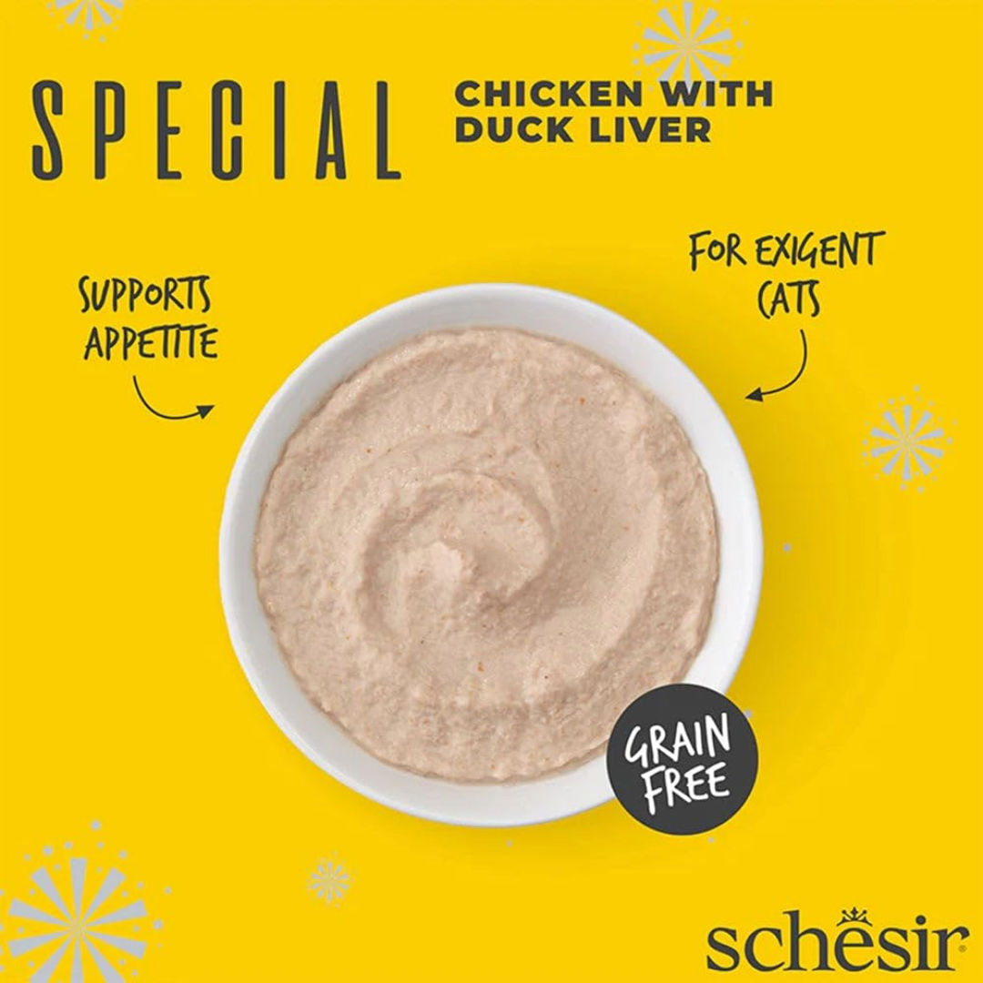 Schesir Special Mousse Exigent Chicken with Duck Liver Adult Cat Wet Food, 70gm
