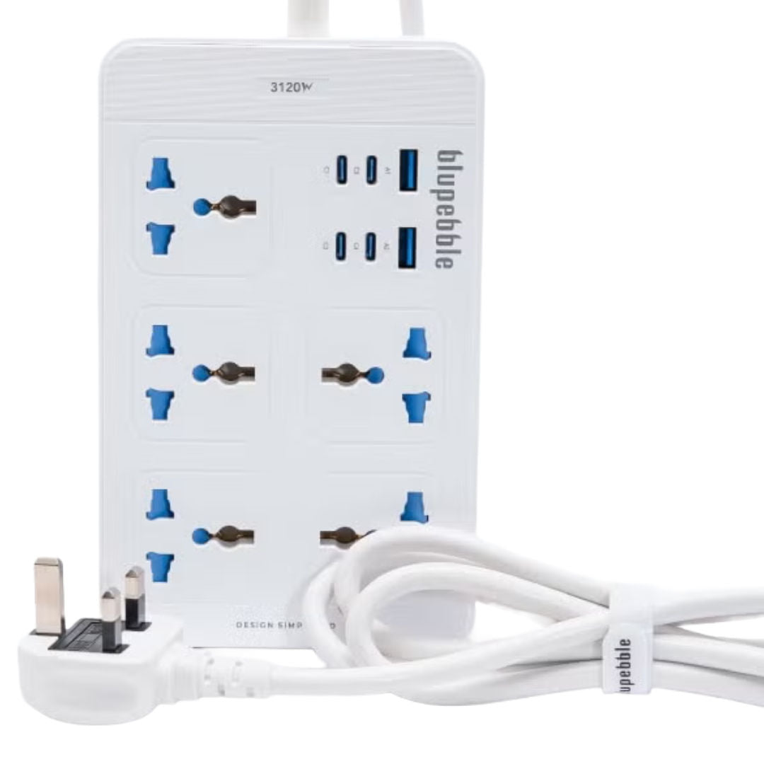 Blupebble Surge Protector 11 In 1 Universal Power Hub 3120W 4 Usb C 2M White