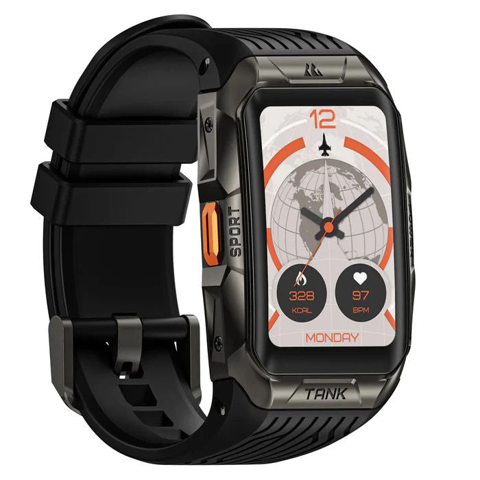 KOSPET Tank X2 Ultra GPS Smartwatch with 1.64” AMOLED Display, Bluetooth Calling, Military Grade & 5ATM Waterproof, Black
