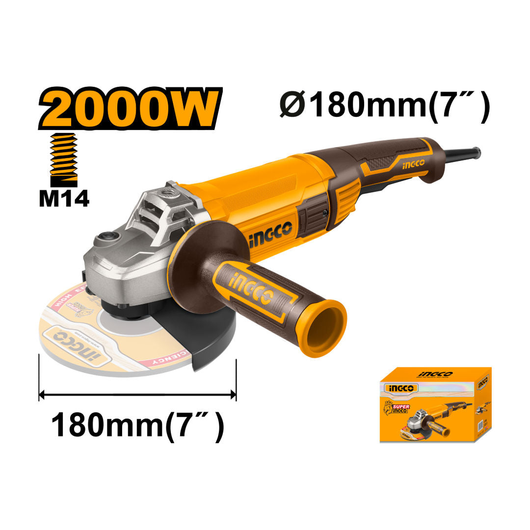 INGCO Angle Grinder, 8450rpm, 2000W