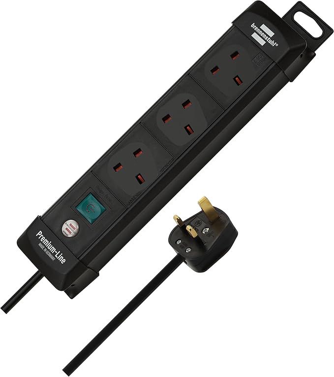 BRENNENSTUHL 1951133101 مقبس تمديد Premium-Line ثلاثي الأسلاك أسود 5 م H05VV-F 3G1.5 مع مفتاح