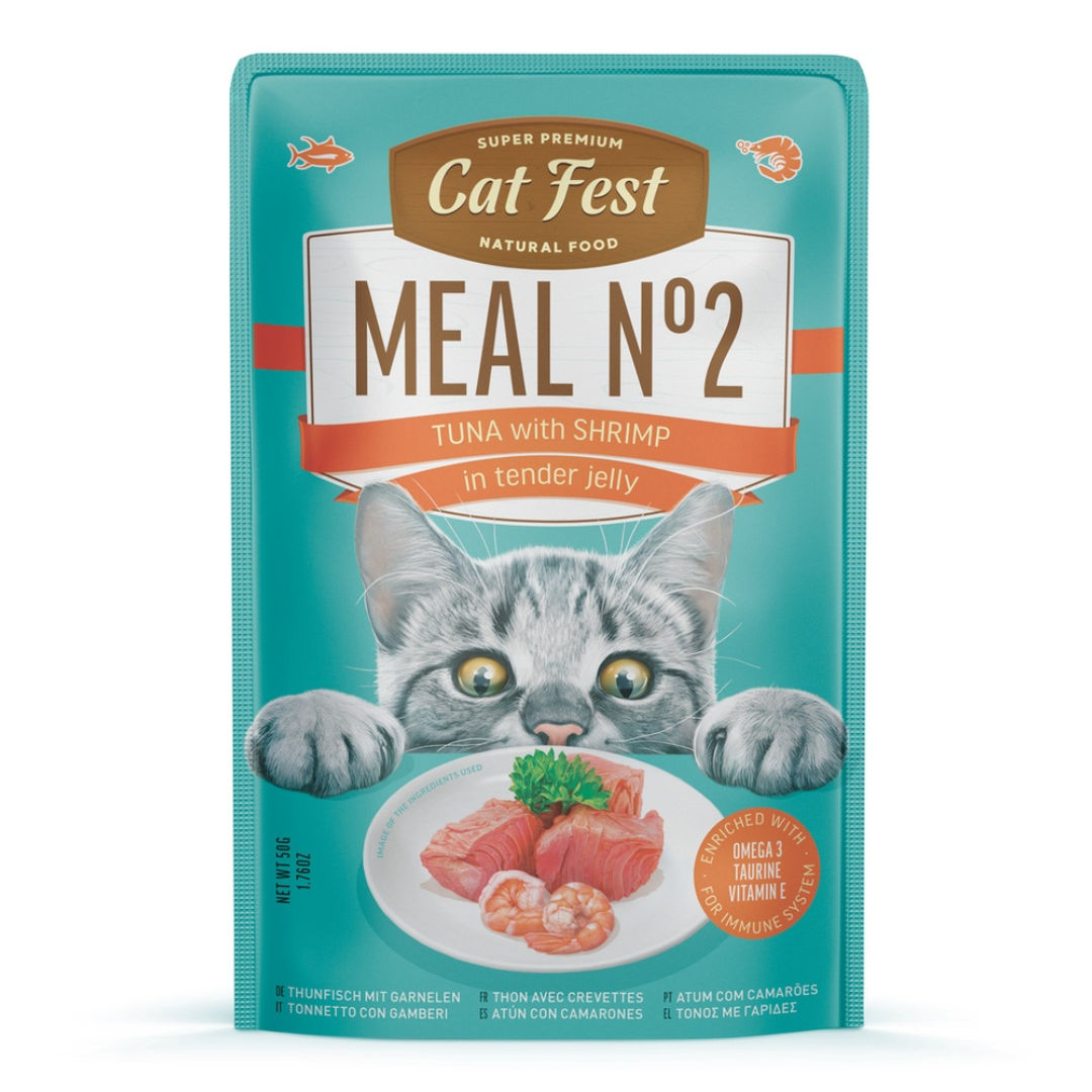Cat Fest Meal No 2 Cat Food In Jelly Tuna With Shrimp, 50gm