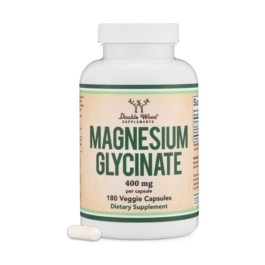 Double Wood Supplements Magnesium Glycinate 400mg, 180 Veg Capsules