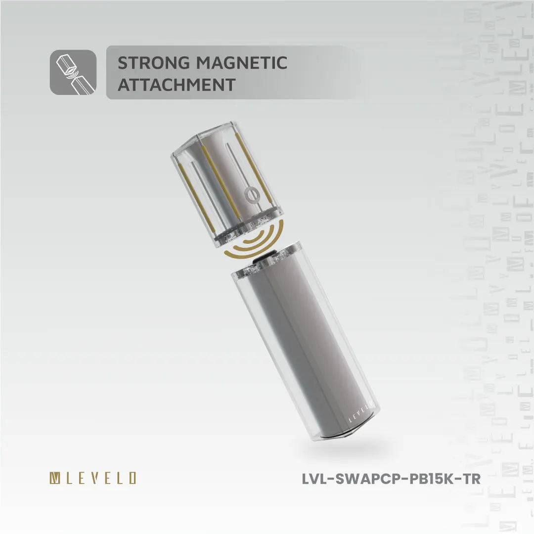 Levelo SwapCell PRO 15000mAh Powerbank With Accessories, Transparent