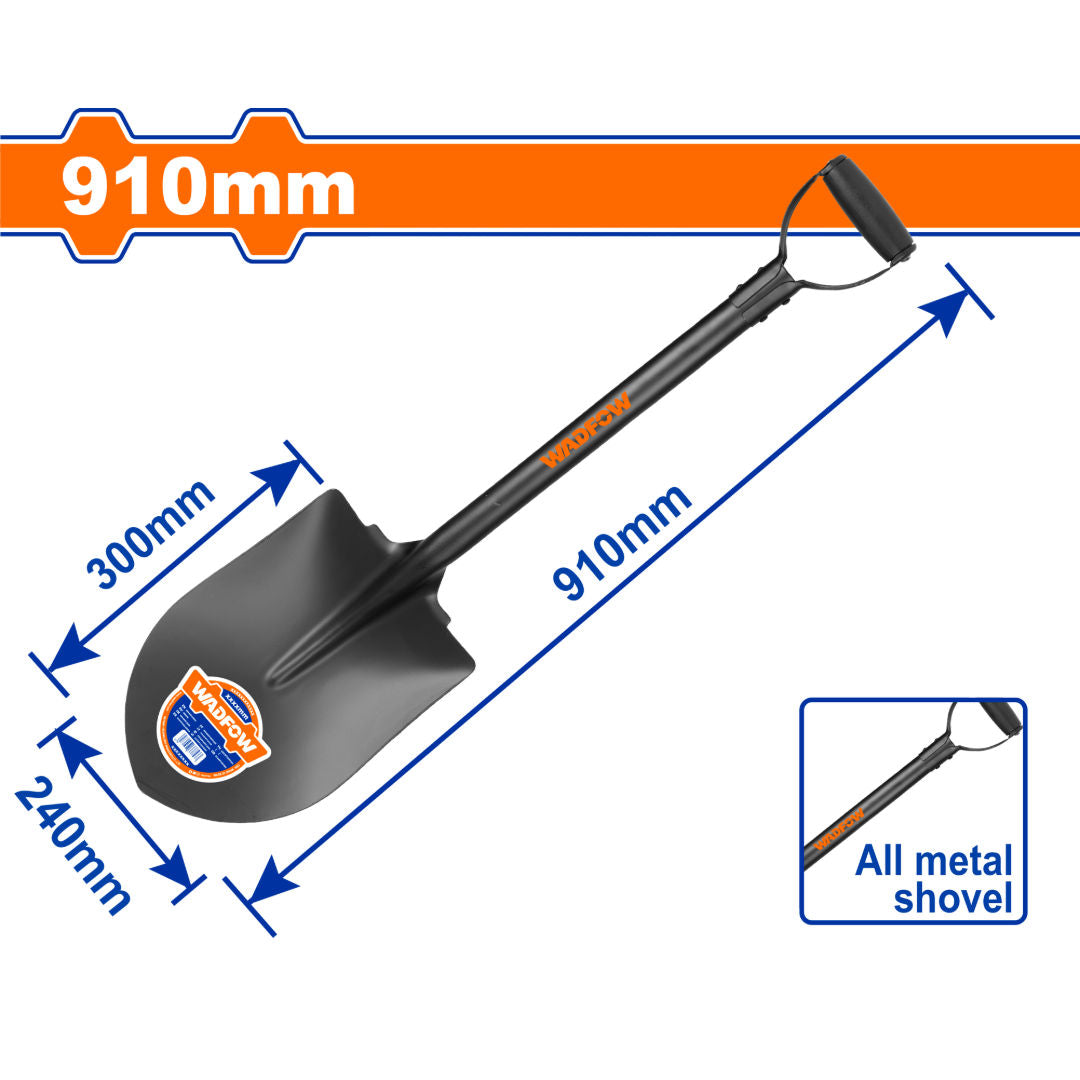 WADFOW Steel Shovel, All Metal, D-handle