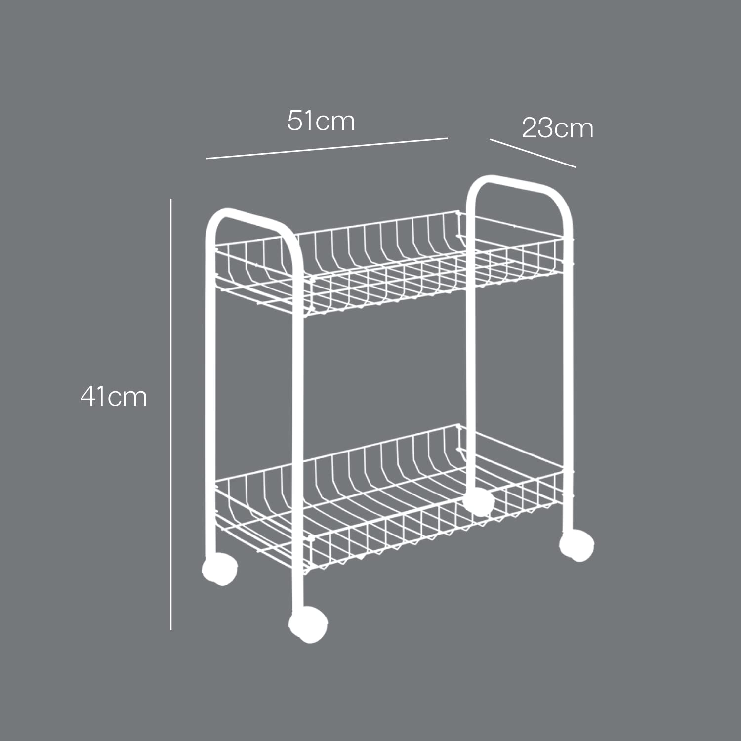 Metaltex Madrid 2‑Tier Rolling Cart