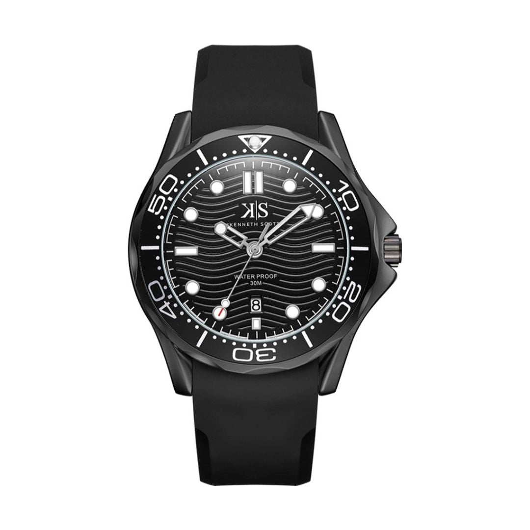 Kenneth Scott Men’s Quartz Analog Watch with Silicone or Stainless Strap, K22009 Series