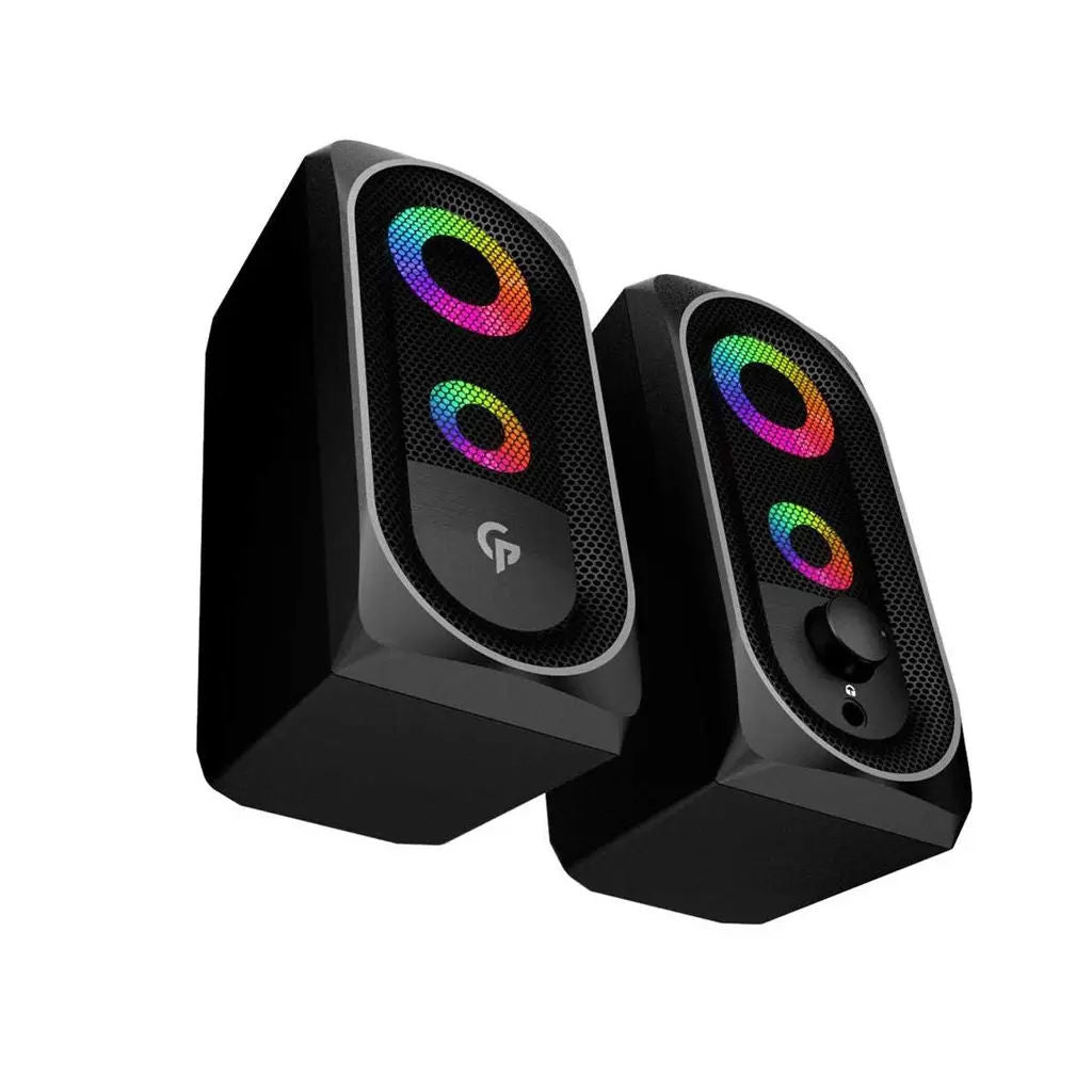 Porodo Gaming Stereo Bluetooth Speakers, 10W, RGB Lights, AUX & Bluetooth, Black