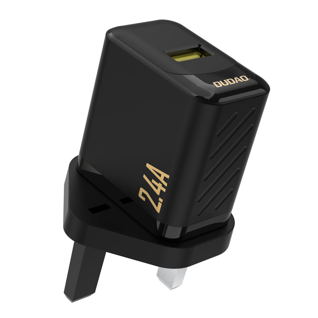DUDAO A23LUK USB-A Charger With Lightning Cable 2.4A 12W UK, Black