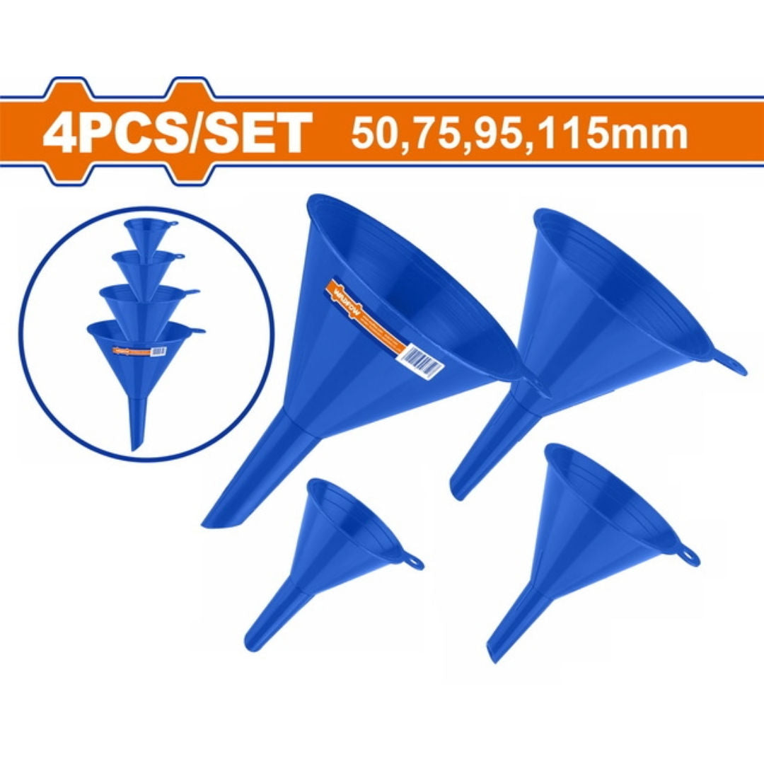 WADFOW 4 Pieces Plastic Funnel Set, 50, 75, 95, 115mm