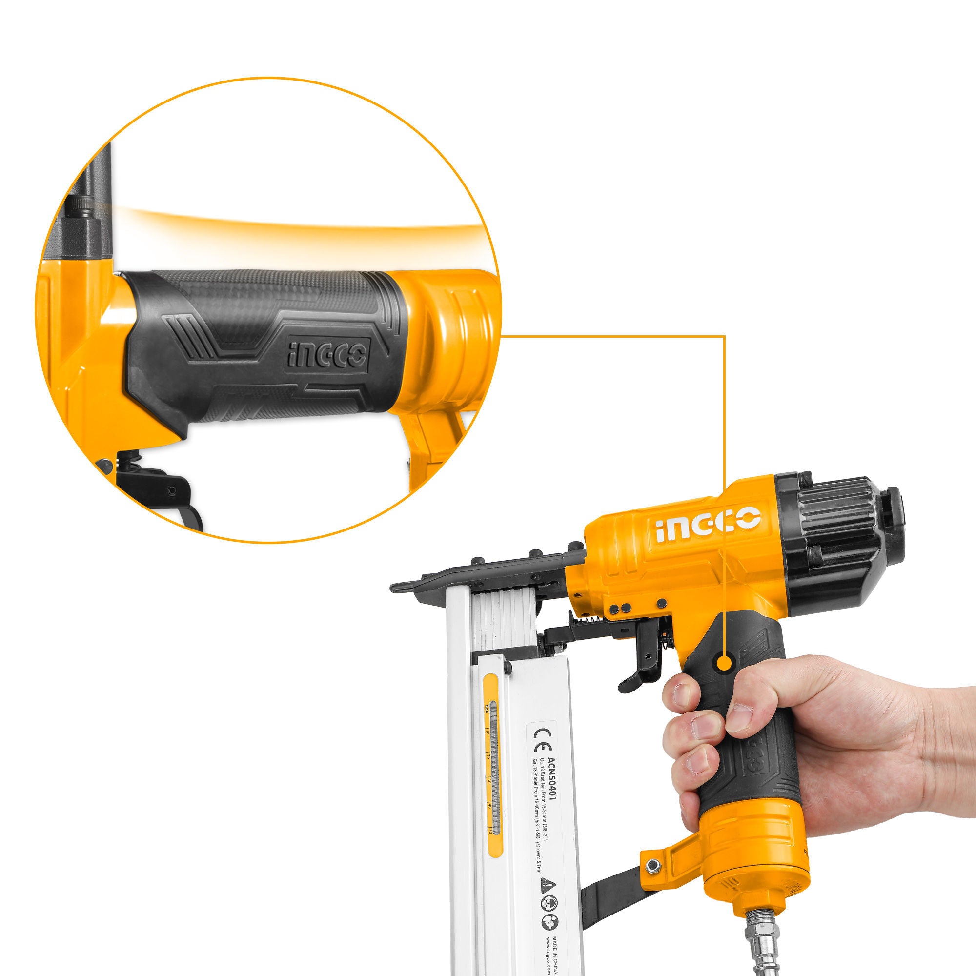 INGCO 2-in-1 Combo Brad Nailer & Stapler