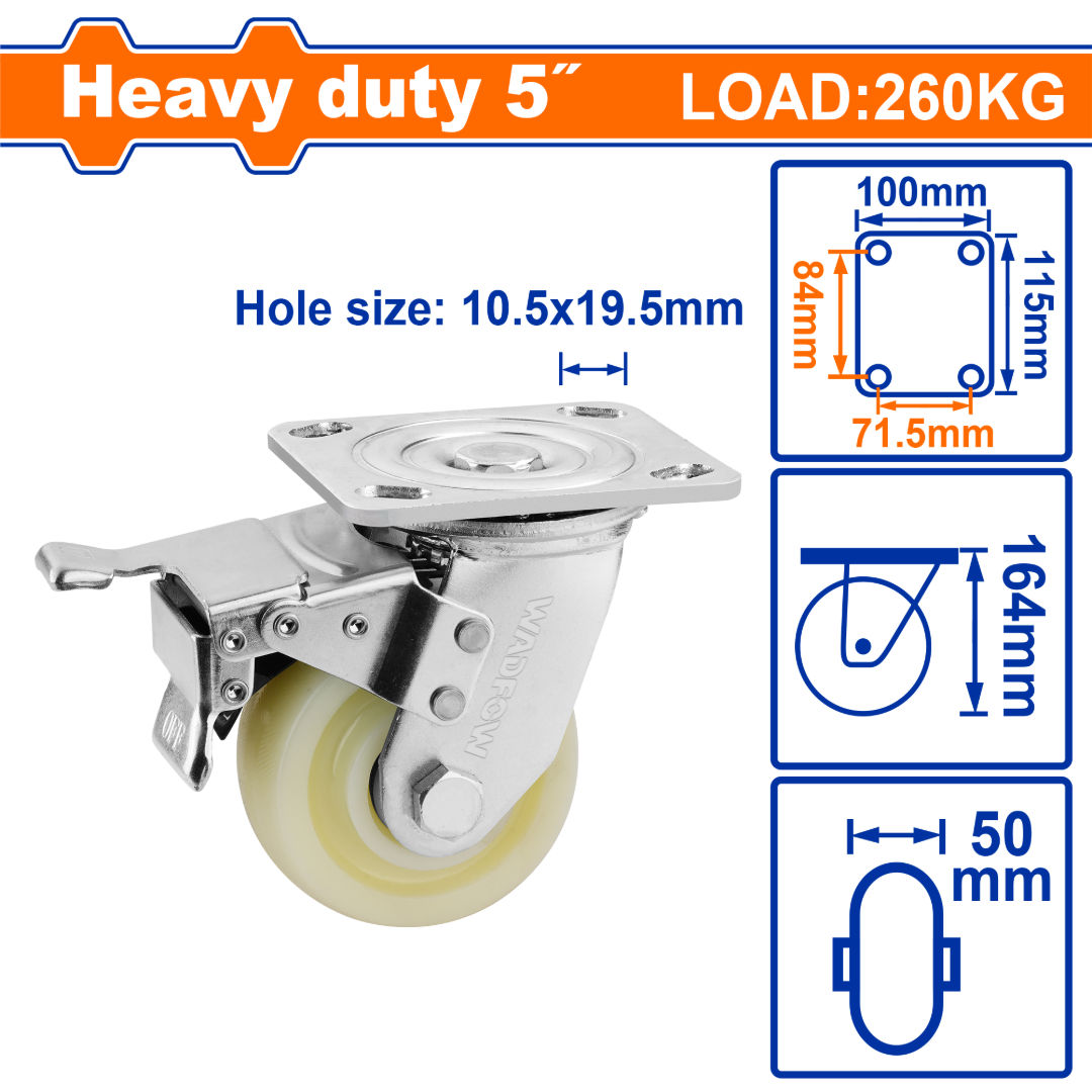 WADFOW Swivel Caster Wheels with Brake, PP Series