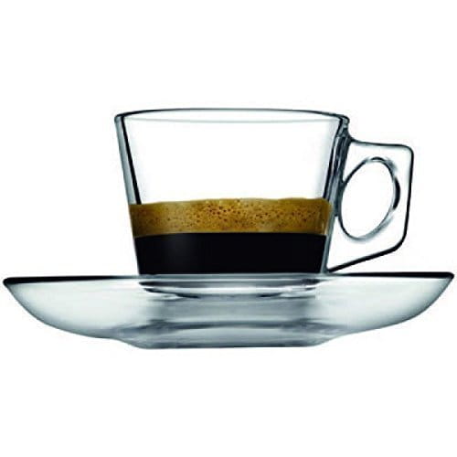 Pasabahce Vela Espresso Cup & Saucer Set, 80ml, 6 Pieces
