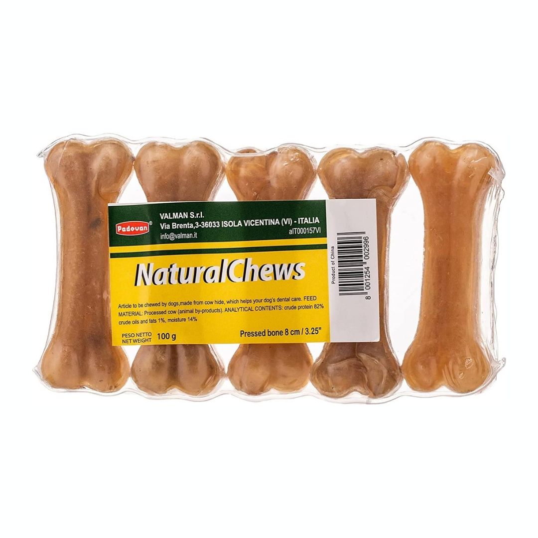 Padovan Natural Chew Bone Dog Treats 100g, 8 cm, Pack of 5