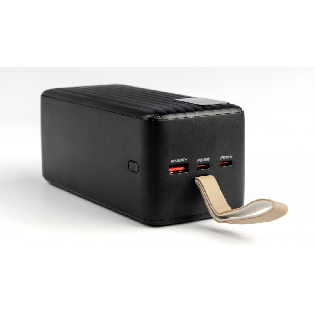 Porodo Compact Power Bank 50000mAh PD 65W, Dual USB-C Fast Charging, LED Display, Black