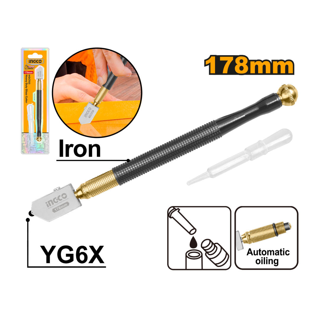 INGCO Heavy Duty Glass Cutter, 178mm