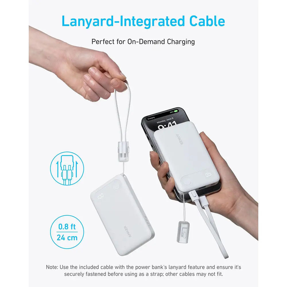 شاحن محمول من Anker بسعة 10000 مللي أمبير في الساعة وبقدرة 22.5 واط ومزود بمخرجين USB ومخرج USB-C