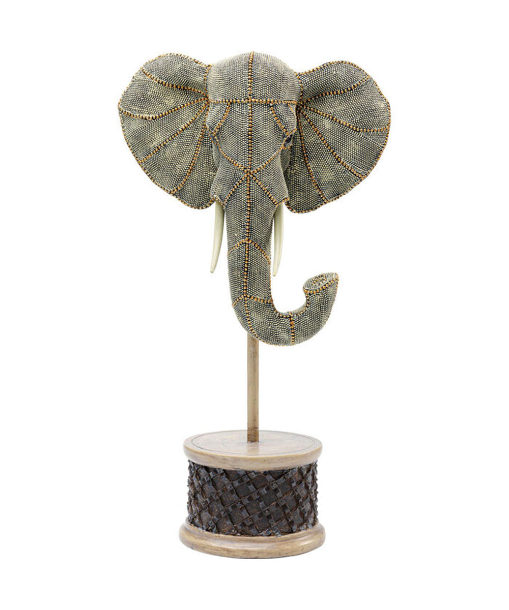 Elephant Head Deco Object with Beaded Detail