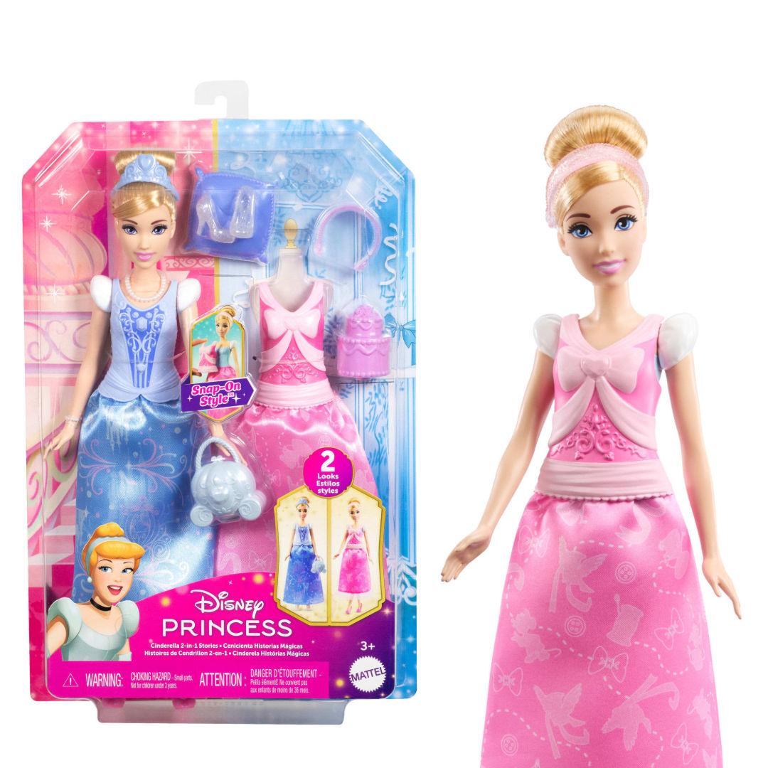 Disney Princess 2-in-1 Stories Cinderella Fashion Doll and Accessories