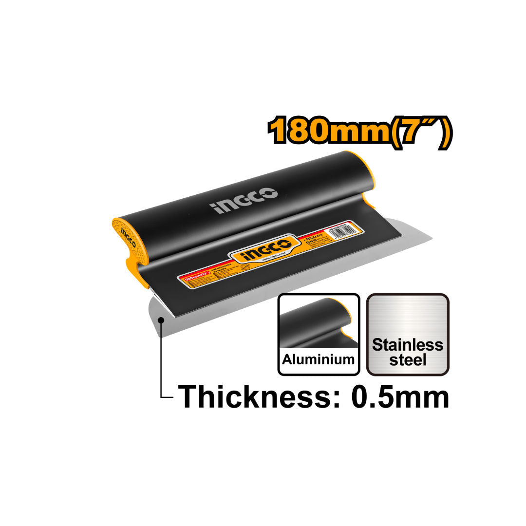INGCO Drywall Skimming Blade, Stainless Steel Blade with Aluminum Handle, 0.5mm Thickness