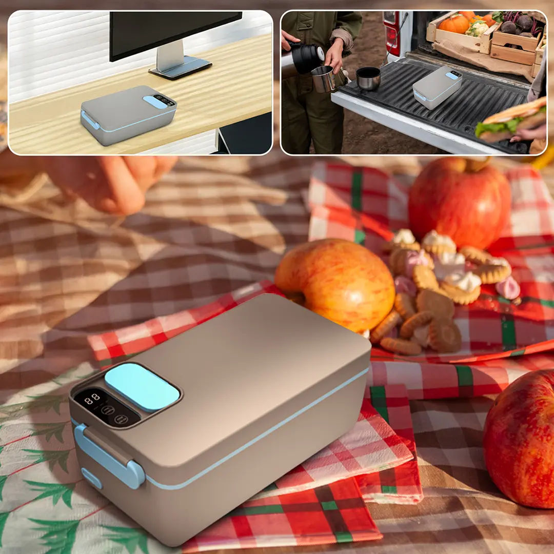 Powerology Lumo Portable Heated Lunch Box, Gray Blue