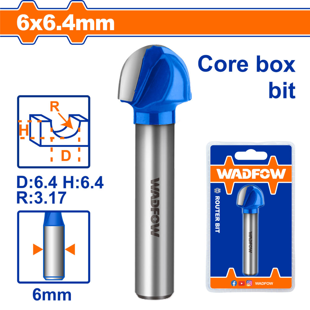WADFOW Router Bit Cove Box Type, 6mm Shank