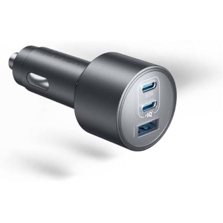 Anker Nano Car Charger 167.5W 3 Ports with Cable - Black