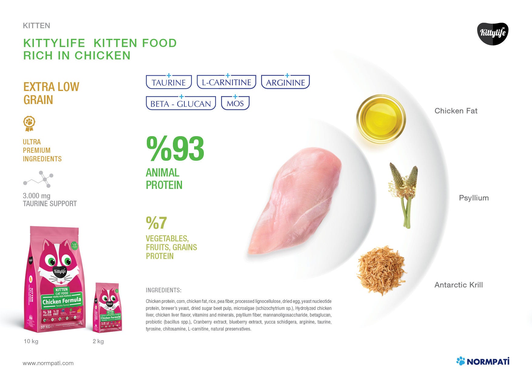 KittyLife Premium Kitten Dry Cat Food, Chicken Protein for Strong Growth, Immune Support, Easy Digestion & Healthy Skin