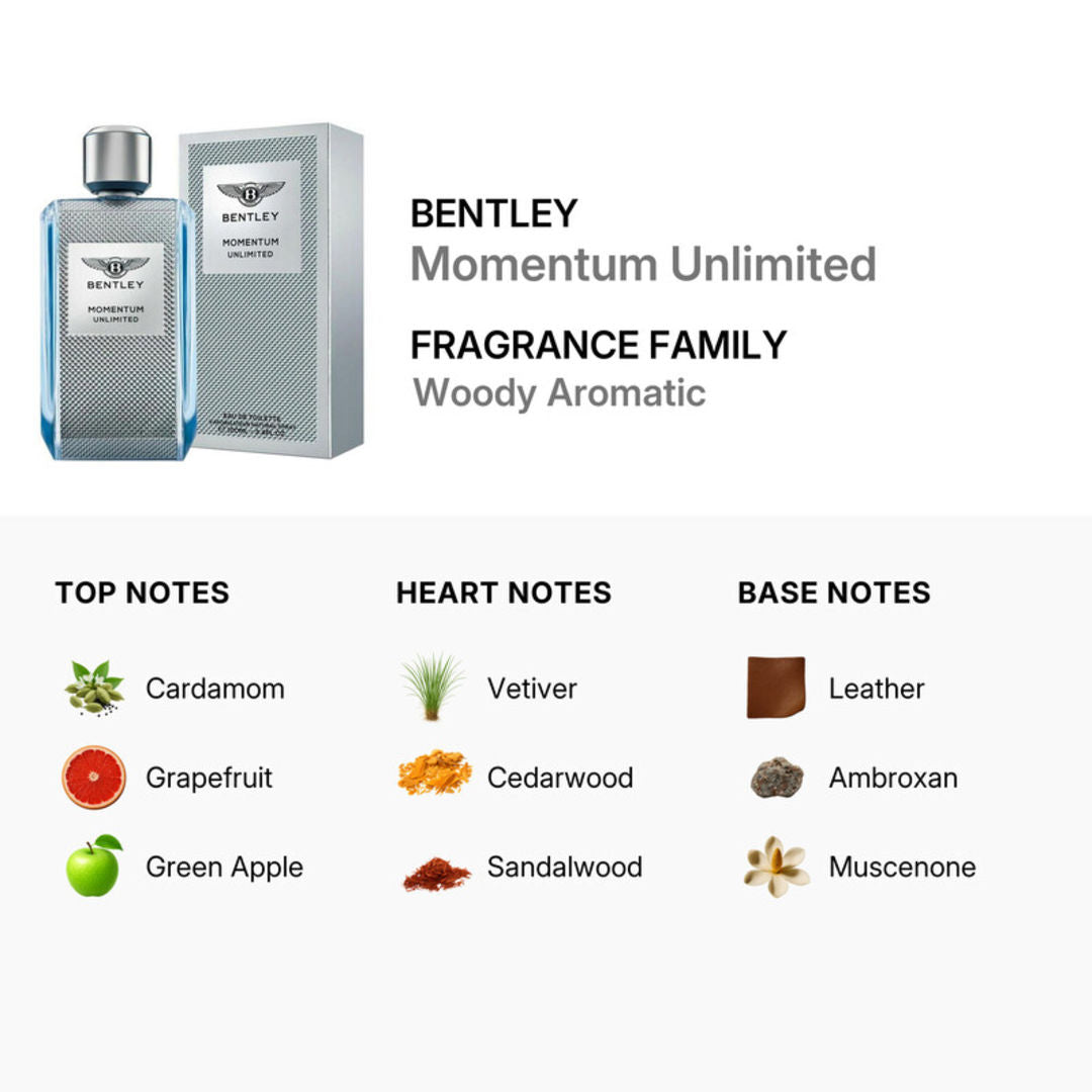 Bentley Momentum Unlimited Eau de Toilette for Men, 100ml