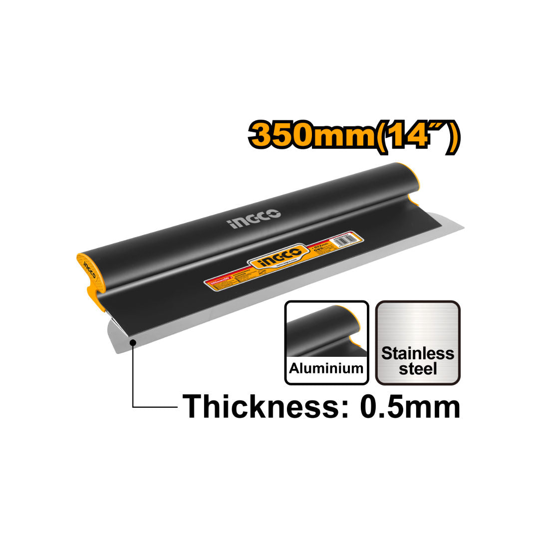 INGCO Drywall Skimming Blade, Stainless Steel Blade with Aluminum Handle, 0.5mm Thickness
