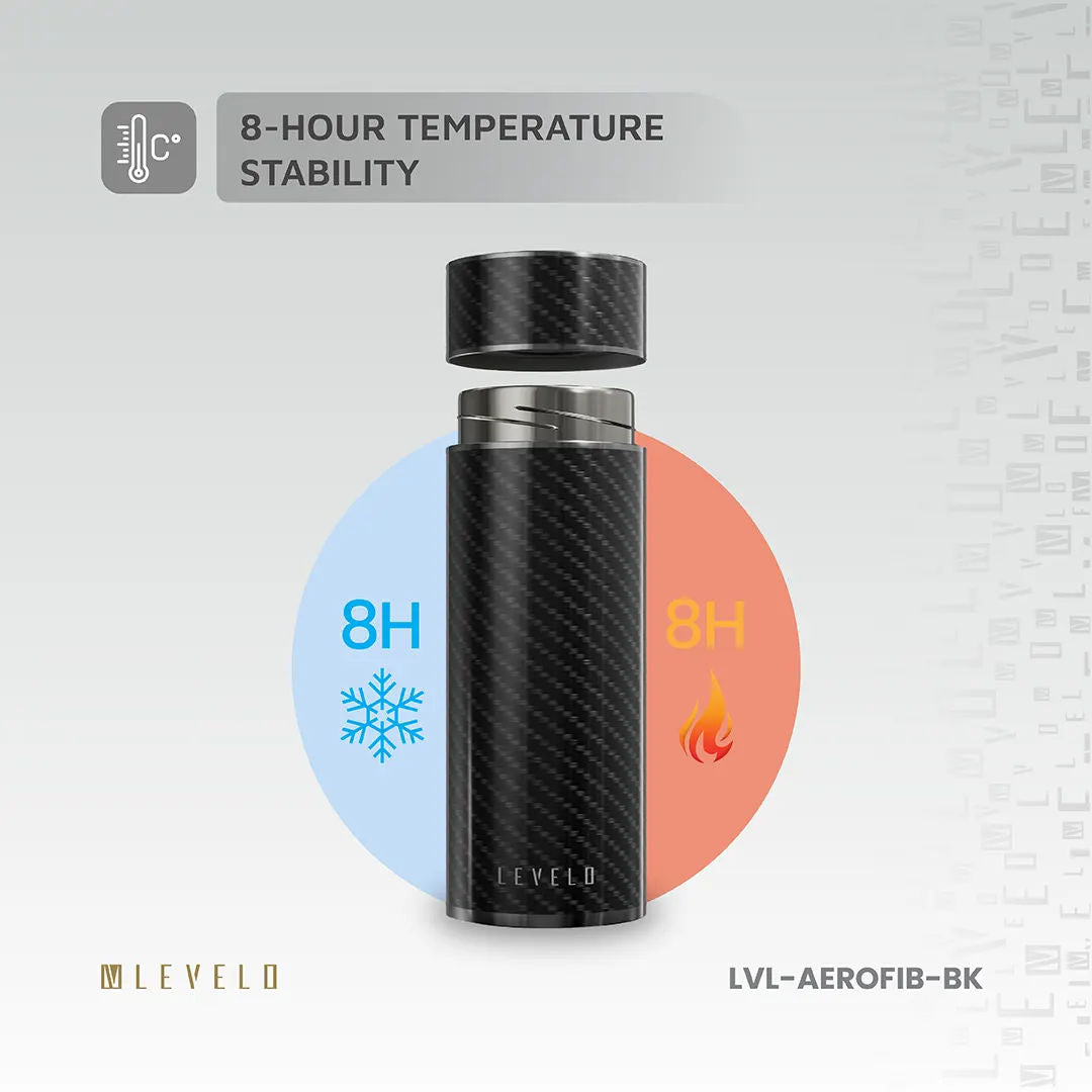 Levelo AeroFiber 350ML Carbon Fiber Bottle, Black