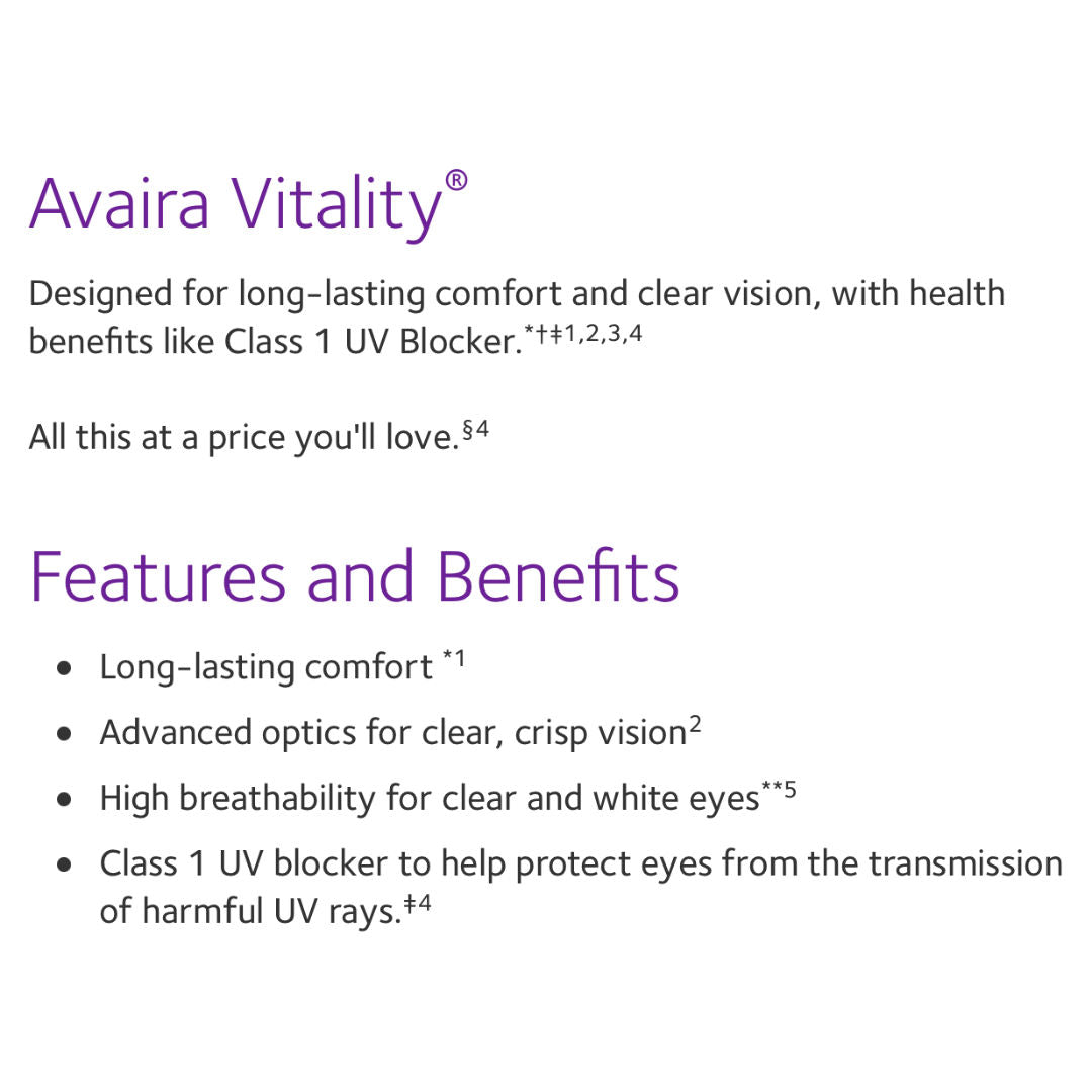 Avaira Vitality Clear Contact Lenses, AV-CL