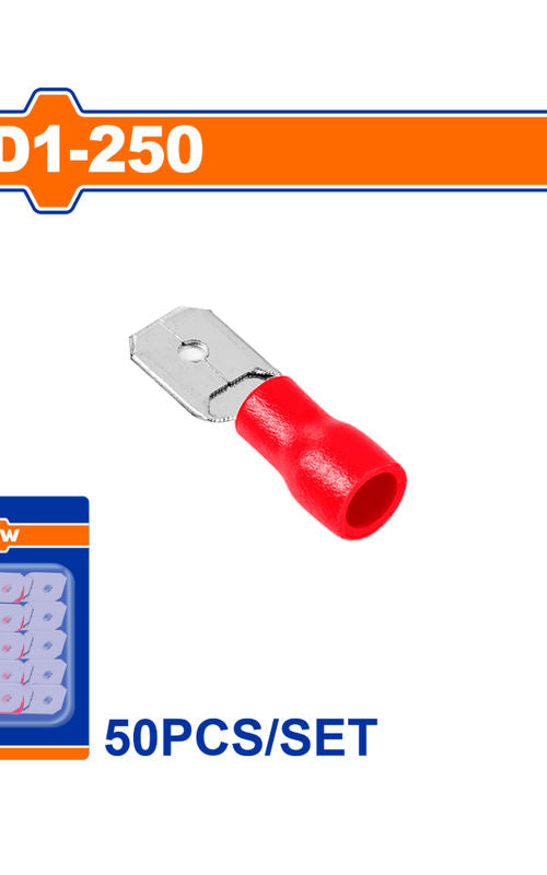 WADFOW Insulated Electrical Terminal Connector Sets, 50 Piece Wire Crimp Terminals, Color Coded, Blister Packed