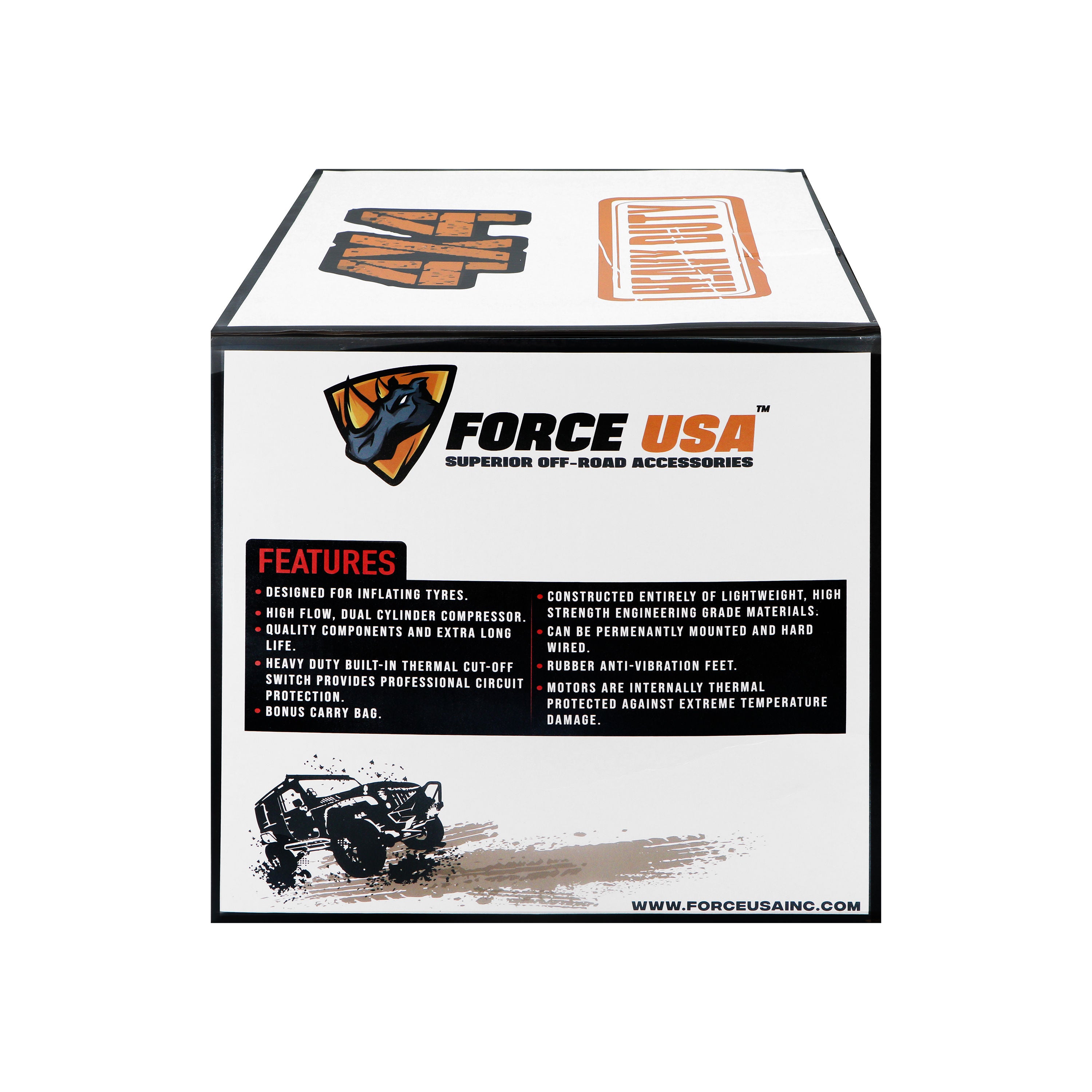 Force USA Heavy-Duty Double Cylinder 12V Air Compressor Kit for 4x4 & Off-Road Vehicles