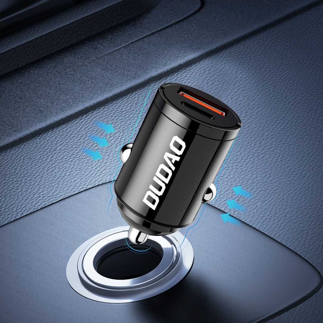 DUDAO R3MAX-B Mini Car Charger 48W, QC+PD, Black