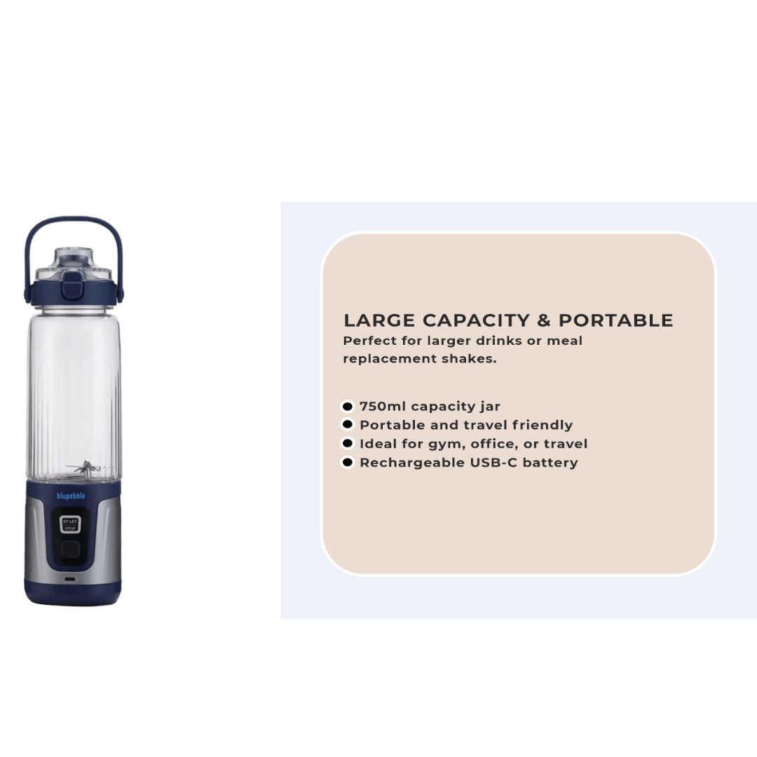 Blupebble Goblend Pro Portable Rechargeable Blender 750ml, Blue