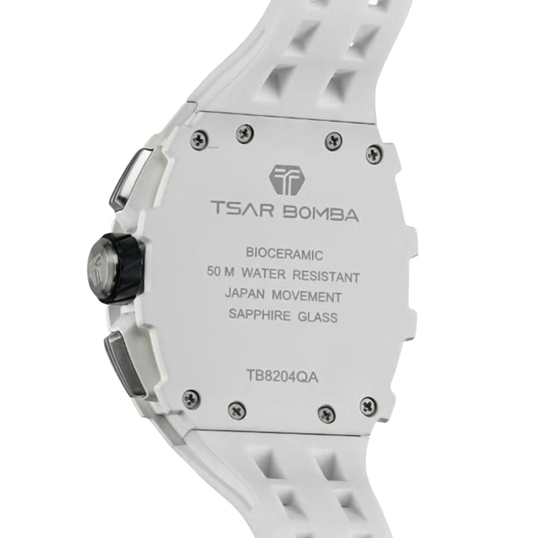 TSAR Bomba Men's White Case White Silicon Bio-Ceramic Quartz Watch