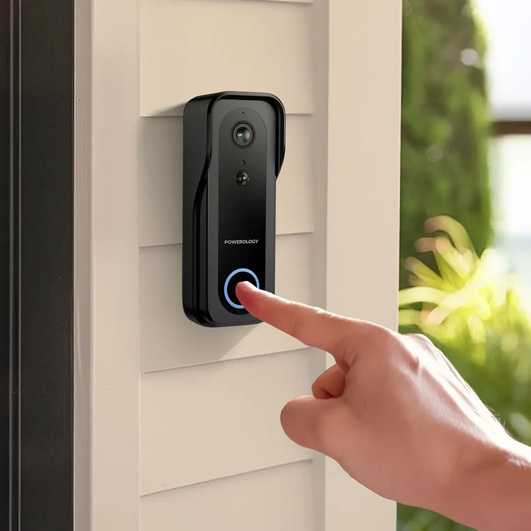 Powerology Smart Doorbell Camera, 3MP, IP65, Black