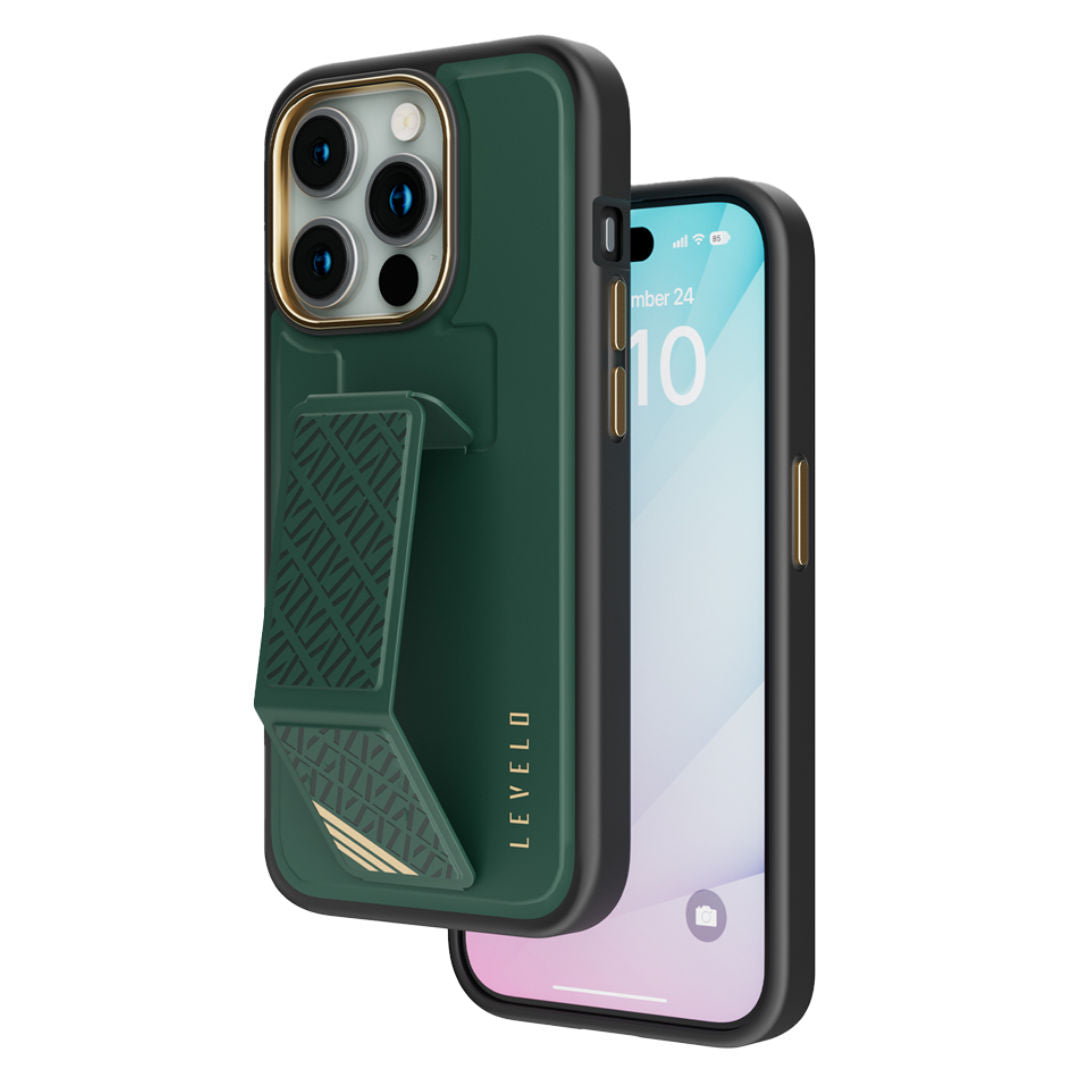 Levelo Morphix Cuero Gripstand Case For iPhone 15 Series