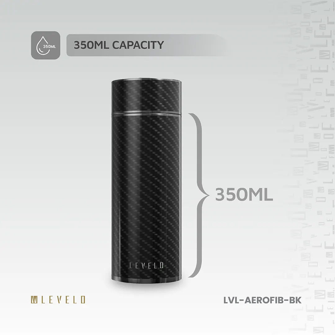 Levelo AeroFiber 350ML Carbon Fiber Bottle, Black